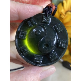 臺灣現貨（附證書）八卦 太極 天然和田玉 墨玉 和闐白玉 五行 平安雕刻墜 項鍊