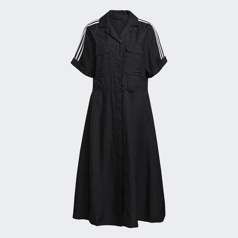 DY• ADIDAS OG DRESS 洋裝 連身 黑色 時尚風 尼龍 抗撕裂面料 修身剪裁 三葉草 女款 H15785
