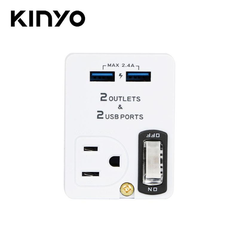 【KINYO】雙USB+2插節能分接插座 (UR-0565) 可當 3轉2使用 usb插座 usb充電器 原廠保固一年