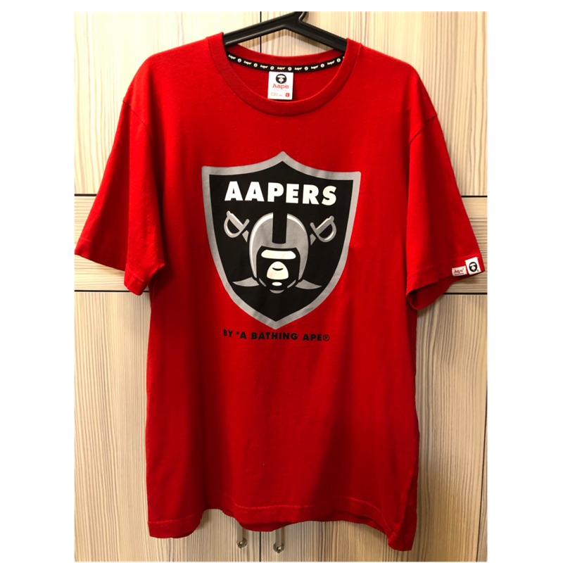 正品 Aape 紅色 二手 T-shirt  L號