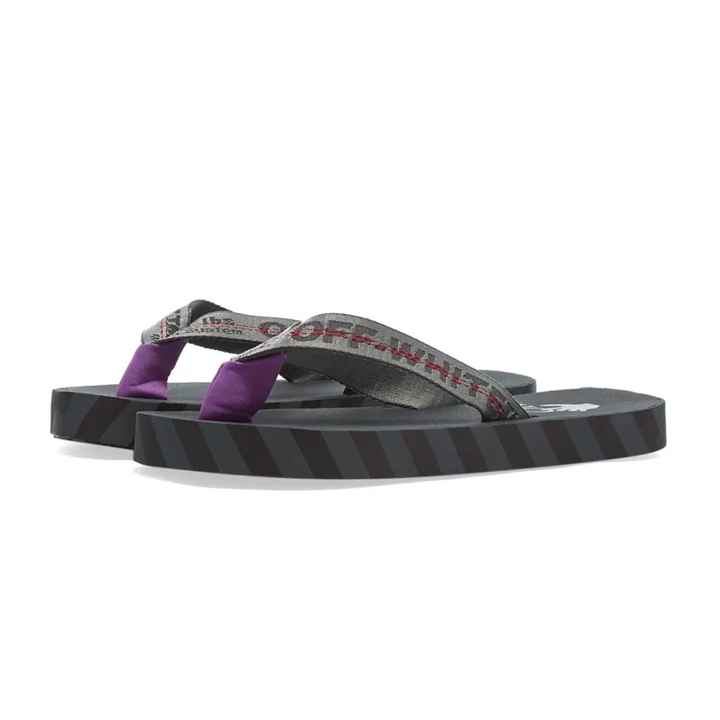 [FLOMMARKET] Off-White FLIP FLOP GREY/BLACK 夾腳拖鞋 帆布 灰紫色