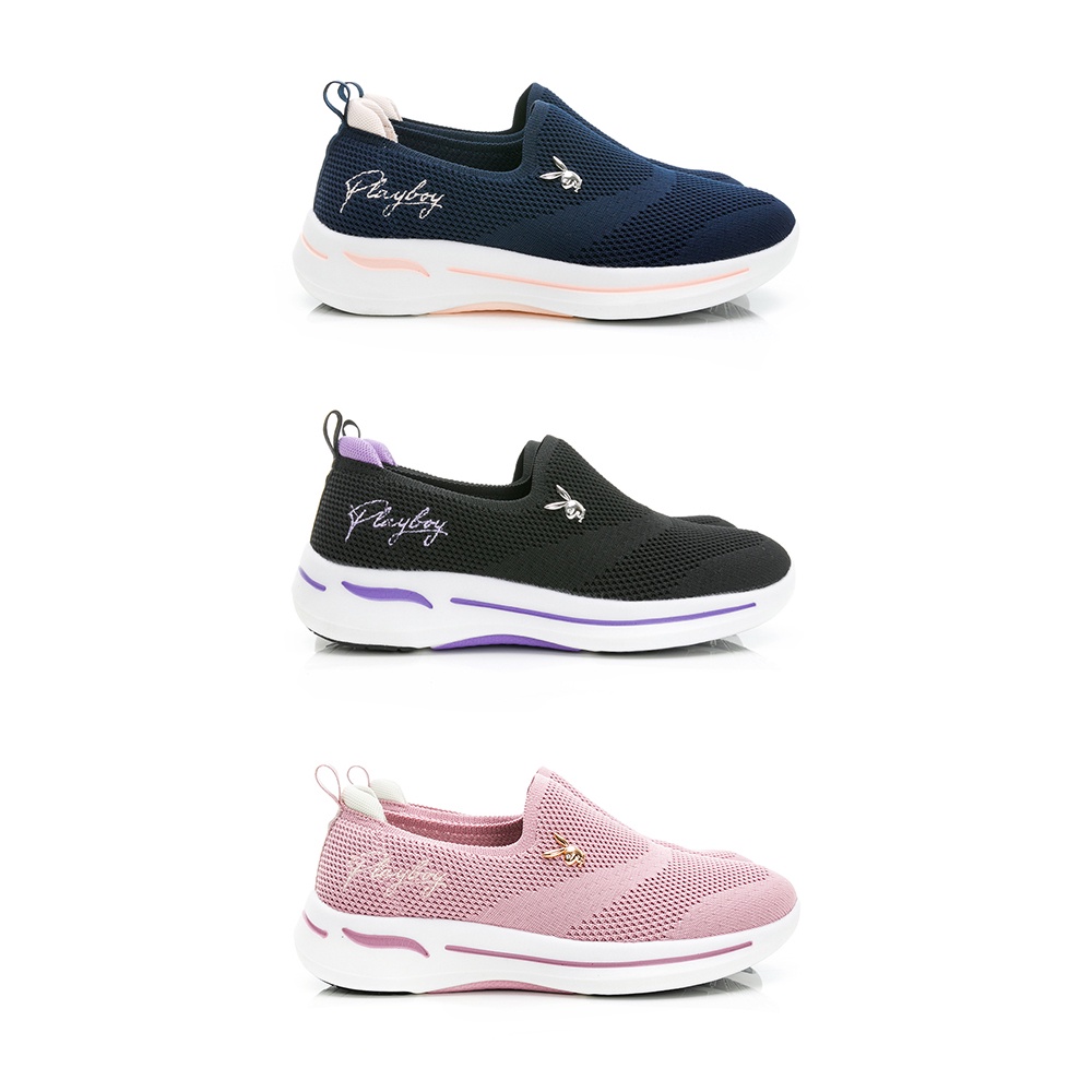 PLAYBOY  Unburdened 果凍彈力輕量休閒鞋-粉/黑/藍(Y8259)