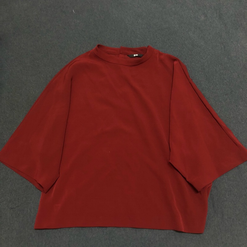 Uniqlo圓領雪紡上衣七分袖上衣 蝦皮購物