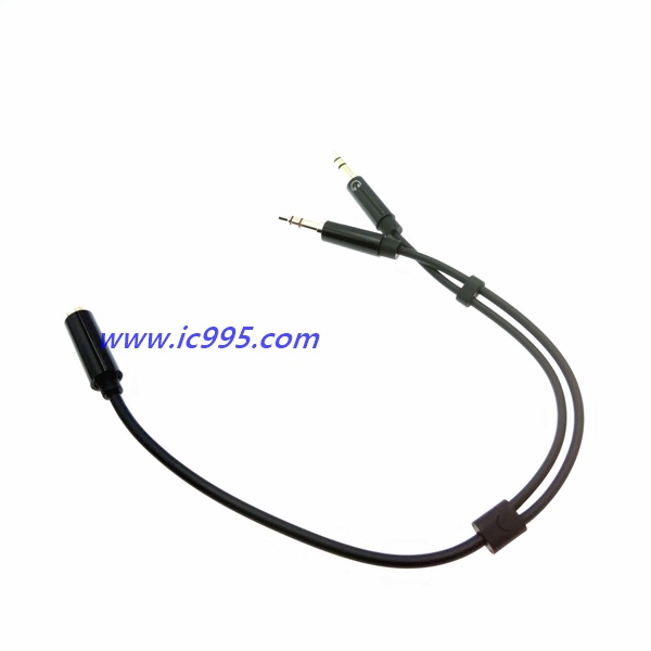 (ic995)黑色 耳機轉接頭 二合一 音訊線 耳機 3.5mm 電競 家庭劇院 DIY  放大器 擴大機 #3410