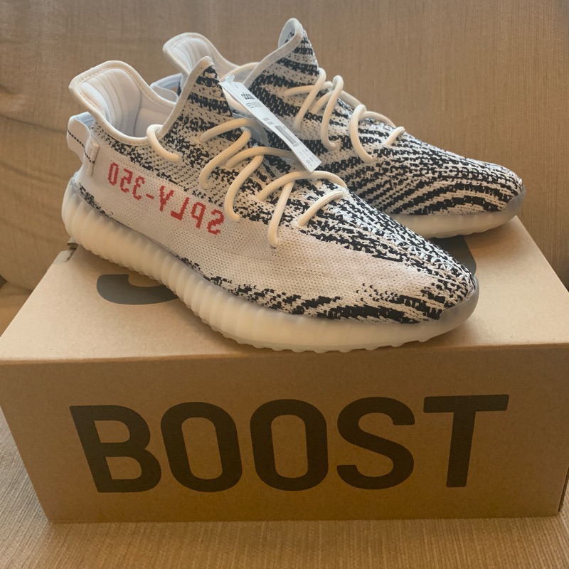 現貨全新台灣公司貨adidas Yeezy Boost 350白斑馬男鞋uk10