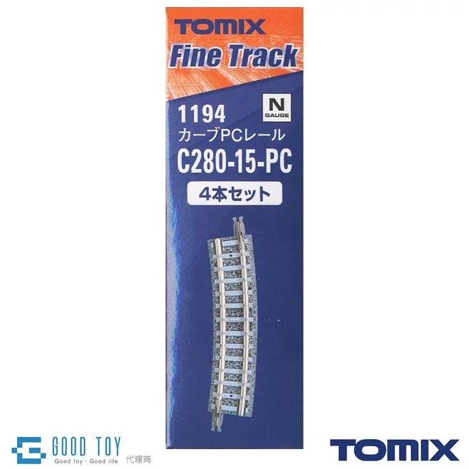TOMIX 1194 彎軌 C280-15-PC (F)(4入) PC枕