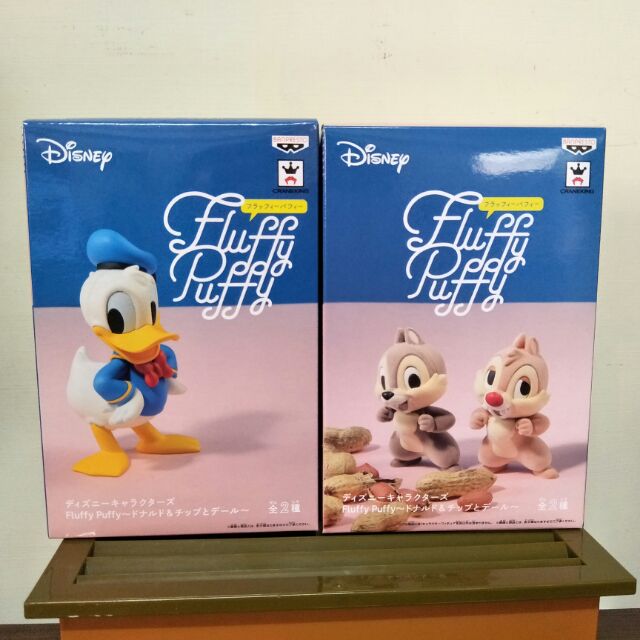 日本線上娃娃機夾取 迪士尼 Fluffy Puffy 唐老鴨 和 奇奇蒂蒂 公仔（兩款一起賣）