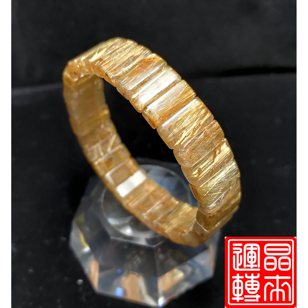 [晶來運轉]鈦晶手排 29.4g 13mm 手圍17.5(Gold Titanium Rutilated Quartz)