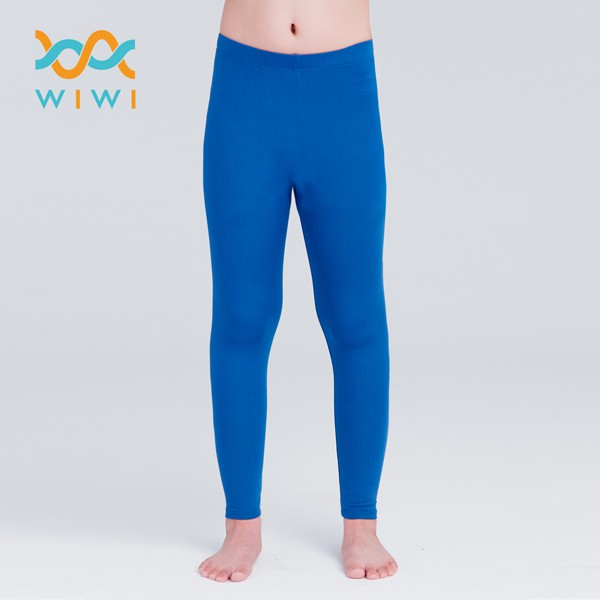 【WIWI】MIT溫灸刷毛九分發熱褲(翡翠藍 童100-150)0.82遠紅外線 迅速升溫 加倍刷毛 3效熱感 輕薄顯瘦