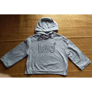 美國名牌 Lee 全新 灰色 連帽 短版 LOGO 側開衩 九分袖 T恤 XS號 原價$2980