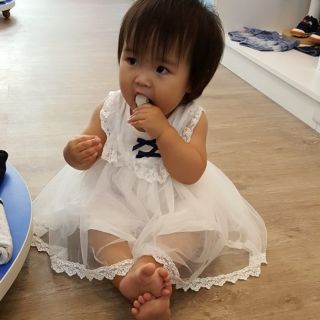 寶貝星空~韓國童裝~春夏正韓~公主風蕾絲紗裙連身洋裝(白 粉)2色17G032905