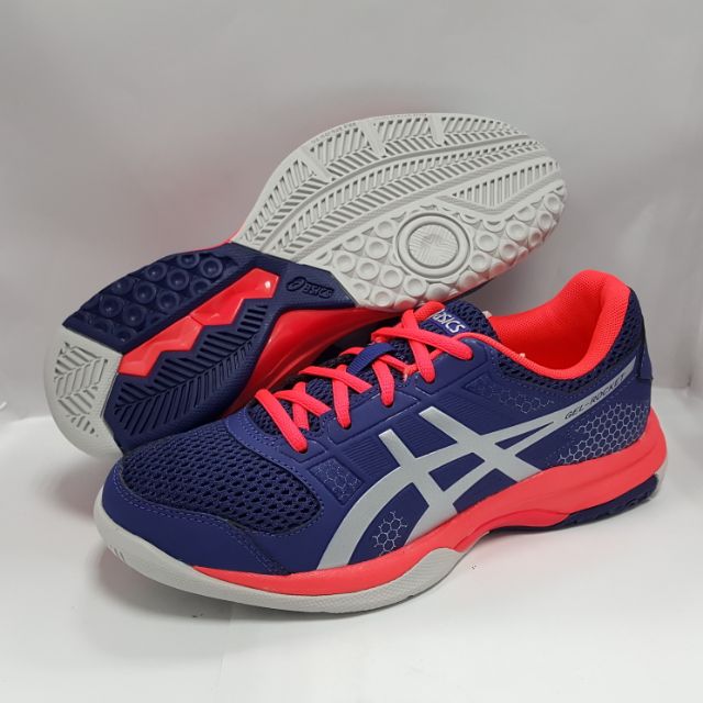 亞瑟士 ASICS GEL-ROCKET 8 女 排球鞋 羽球鞋 B756Y-400 深藍/粉