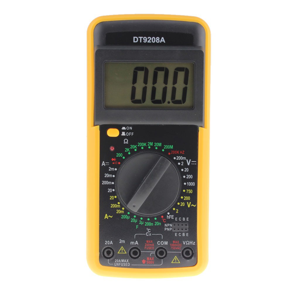 Dt-9208a 數字萬用表伏安歐姆 Hz AC/DC 溫度赫茲測試儀
