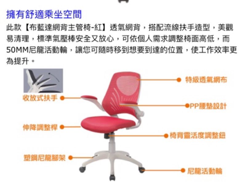 特力屋 布藍達網背主管椅 電腦椅 扶手椅 辦公椅 蝦皮購物