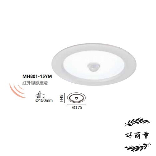 新莊好商量~MARCH LED 15W 紅外線感應崁燈 15cm 嵌燈 感應式 白光/黃光 15瓦 15公分 省電節能