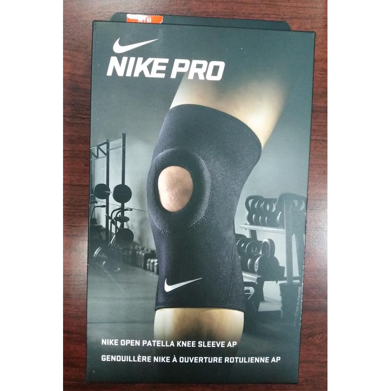 M號 NIKE PRO 開洞護膝套 2.0/AC2509(黑白勾)-單支裝 (非醫療器材)