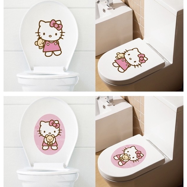 Hello Kitty【可愛家】衛生間貼紙DIY貼家具裝飾 卡通創意 衛生間坐便器 裝飾墻貼 馬桶貼浴室用品 居家裝飾
