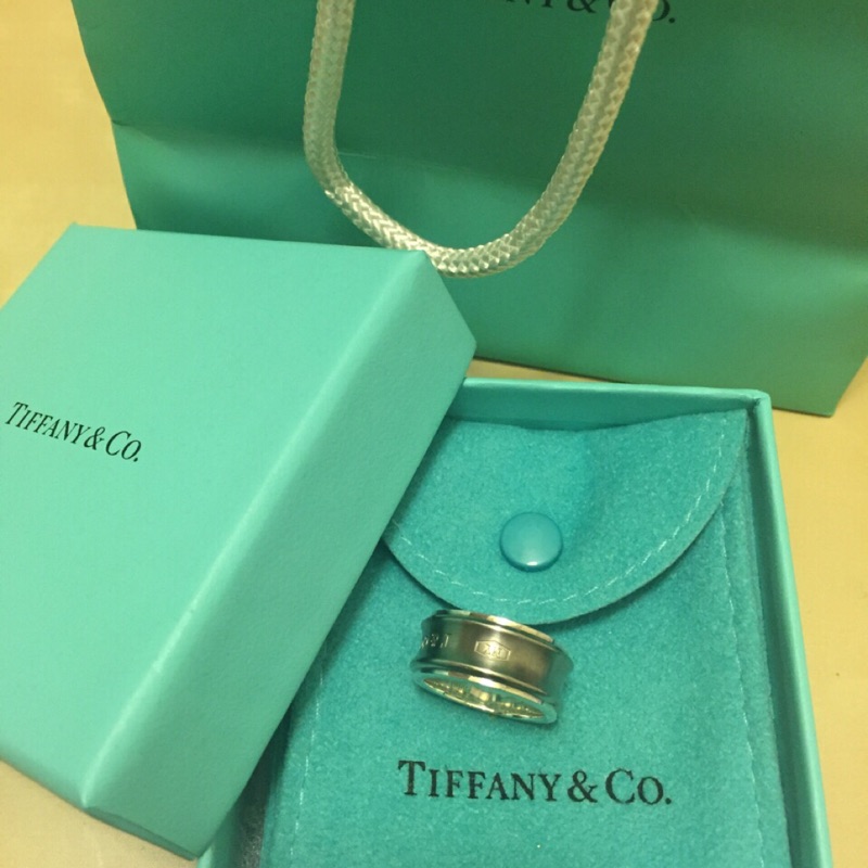 正品 Tiffany &amp; Co 1837 鈦純銀戒指