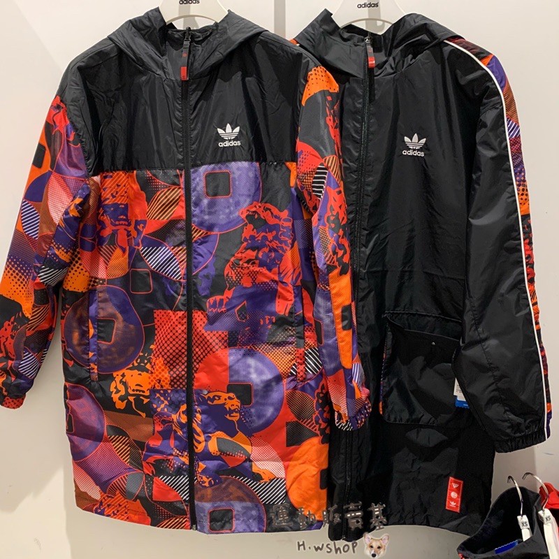 運動販賣基 Adidas Cny Jacket 男生連帽外套長版雙面穿牛年限定圖騰黑色gn5451 蝦皮購物