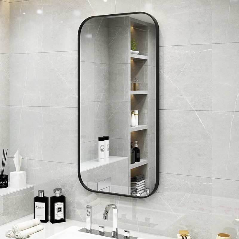 現貨/浴室鏡北歐掛鏡圓角長方形金色衛浴全身鏡子壁掛裝飾鏡衛生間鏡子現貨