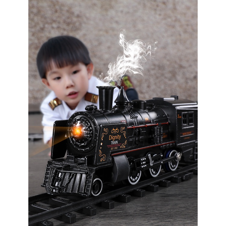 小火車套裝 汽車蒸汽軌道火車模型 玩具仿真高鐵停車場兒童電動 男孩挑戰最低價促銷與 軌道相容 生日禮物 電動小火車 玩具