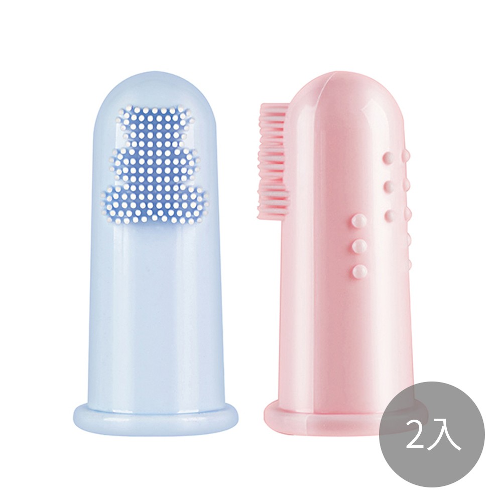 【Luveta】MDB 小熊指套矽膠乳牙刷 手指牙刷 - 粉/藍 (2入組) ｜品牌旗艦店