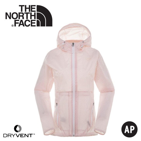 【The North Face 女 DryVent防風防水連帽外套《粉白》】3CHS/夾克/風雨衣/休閒外套/悠遊山水