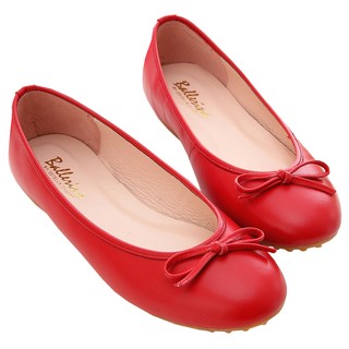 Ballerina-小羊皮蝴蝶結柔軟豆豆鞋(紅)【BT500001RD】