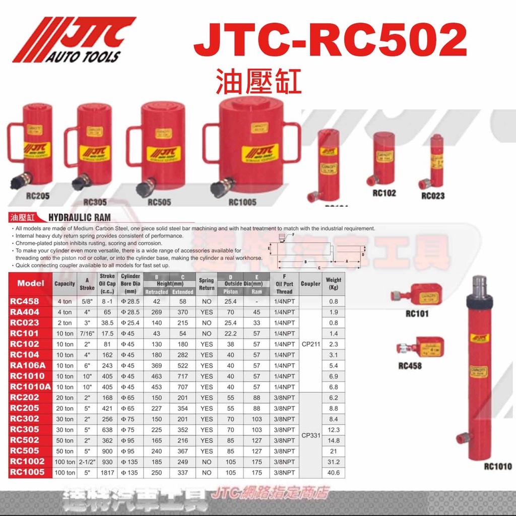 JTC-RC502 油壓缸☆達特汽車工具☆JTC RC502