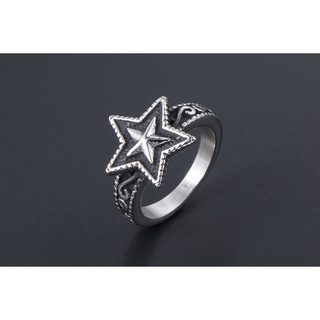 五角星造型鈦鋼戒指-單只價 龐克造型 搖滾風 戒指 鈦鋼 白鋼戒