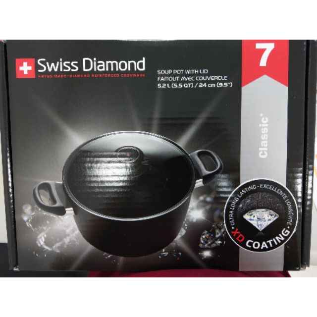 全聯 瑞士鑽石鍋 多用途煎/深湯鍋24公分含蓋