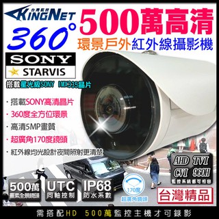 監視器 超廣角 全景360度 5MP 500萬 SONY晶片 防水 IP68 紅外線攝影機