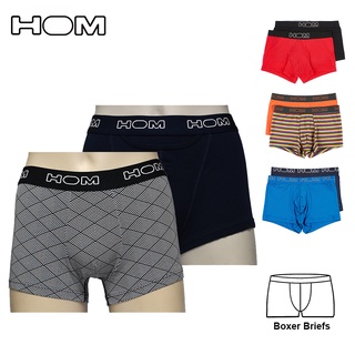 [ HOM ] 法國品牌 Boxer Briefs 男四角褲 2入組 素色+幾何條紋款 平口褲 內褲 百貨專櫃