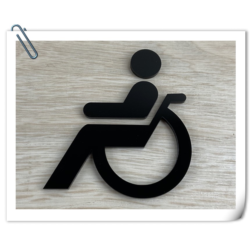 【現貨】無障礙標示牌黑色壓克力化妝室指示牌 標誌告示 殘障廁所 WC 洗手間 款示:WC65或WW60✦幸運草文創✦
