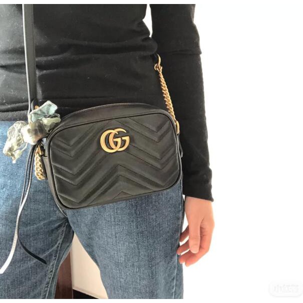 高端品質原單復刻 GG Marmont系列 雙G波浪紋愛心相機包 女生單肩包 斜背包 女生包包447632 贈送禮盒