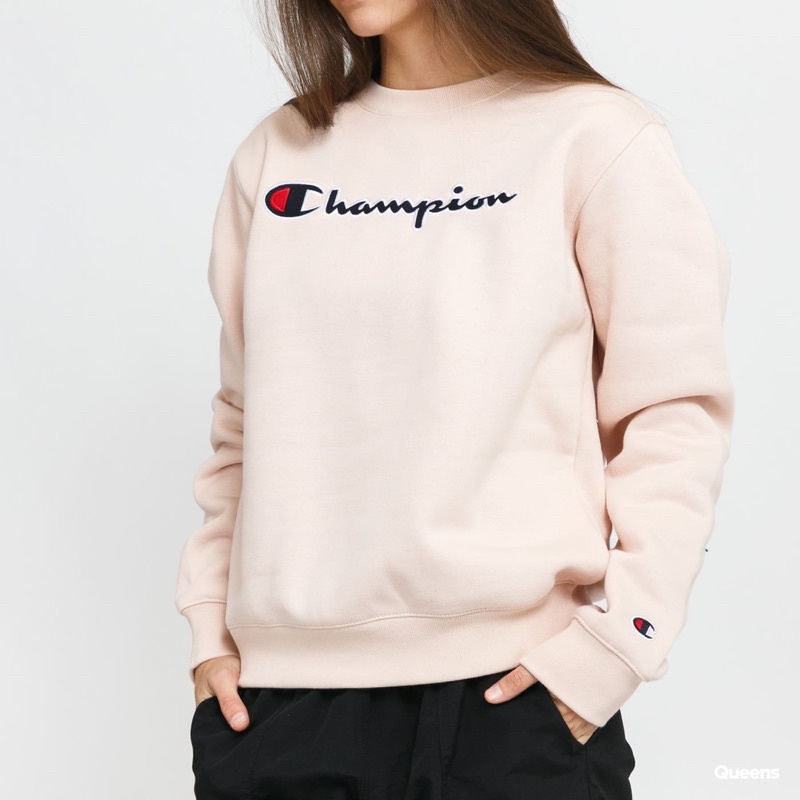 Champion粉色大logo內刷毛衛衣XS
