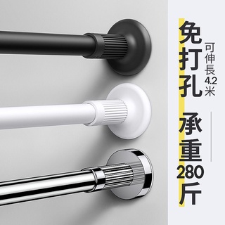 桿子 橫桿 免打孔不銹鋼伸縮桿 門簾桿 窗簾桿 晾衣桿陽臺頂裝固定式涼衣捍伸縮單桿 曬衣桿 陽臺浴室衣櫃櫃子過道伸縮桿