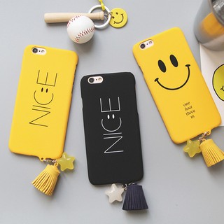 Iphone6/6s/6Plus/6s Plus/7/7plus日韓Nice笑臉字母星星流蘇掛繩磨砂手機硬殼