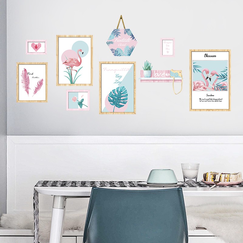 Art For Wall 紅鶴文青框畫 自黏壁貼壁紙防水現貨無痕壁貼ins 網美裝飾客廳臥室 蝦皮購物
