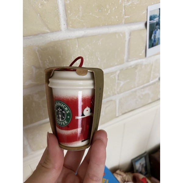星巴克Starbucks玻璃塑膠小吊飾咖啡杯聖誕節全新