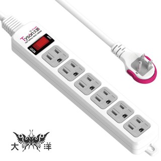 tyson太順電業 1切6座安全延長線6尺 1.8m 3孔 插座 插座 延長線 ts-316as 大洋國際電子