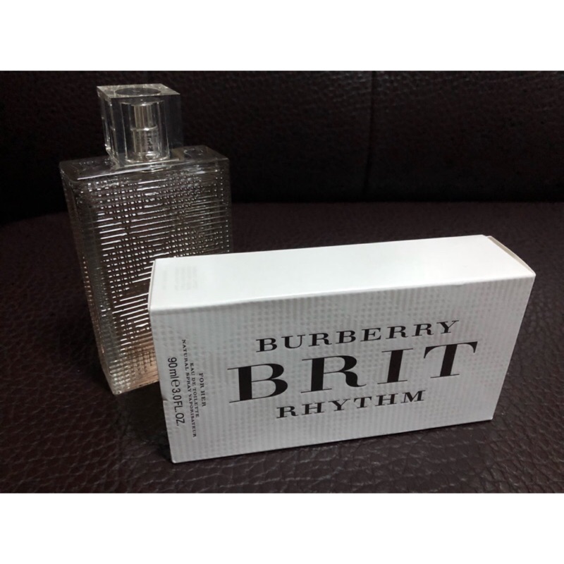 BURBERRY Brit Rhythm金屬搖滾風格女性淡香水90ml （僅試噴.跟新的ㄧ樣）盒子跟瓶底都有印上法國製