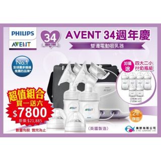 AVENT新安怡-輕乳感雙邊電動吸乳器(一組)E65A311017(最後1組)!!