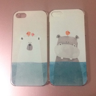 ［手機殼］ iphone5/5s/se 情侶款手機殼 硬殼 河馬/白熊