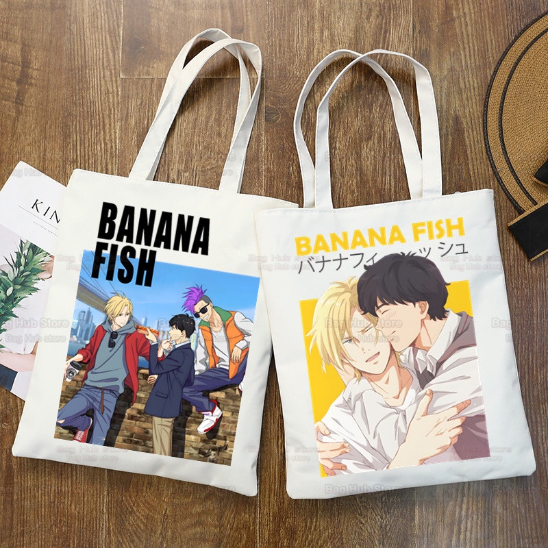Banana FISH 購物袋購物托特包 BANANA FISH Okumura 單肩包帆布大容量 College 卡通