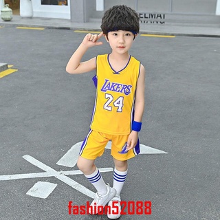 熱銷款貝貝家❥夏季兒童籃球服套裝湖人隊24號科比男孩男童幼兒園小學生球衣服裝