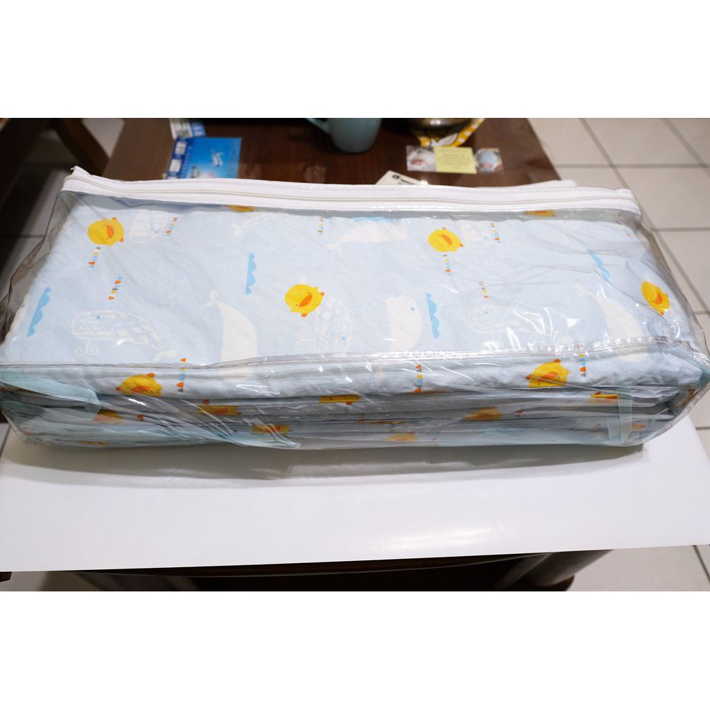 【二手】黃色小鴨彩繪海洋床圍M號(藍色) 60X120CM嬰兒床中型床用