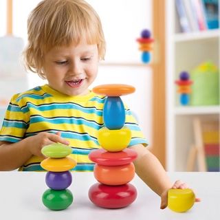 【櫟趣玩具屋】彩虹疊石 鵝卵石 兒童早教顏色認知 疊疊樂玩具