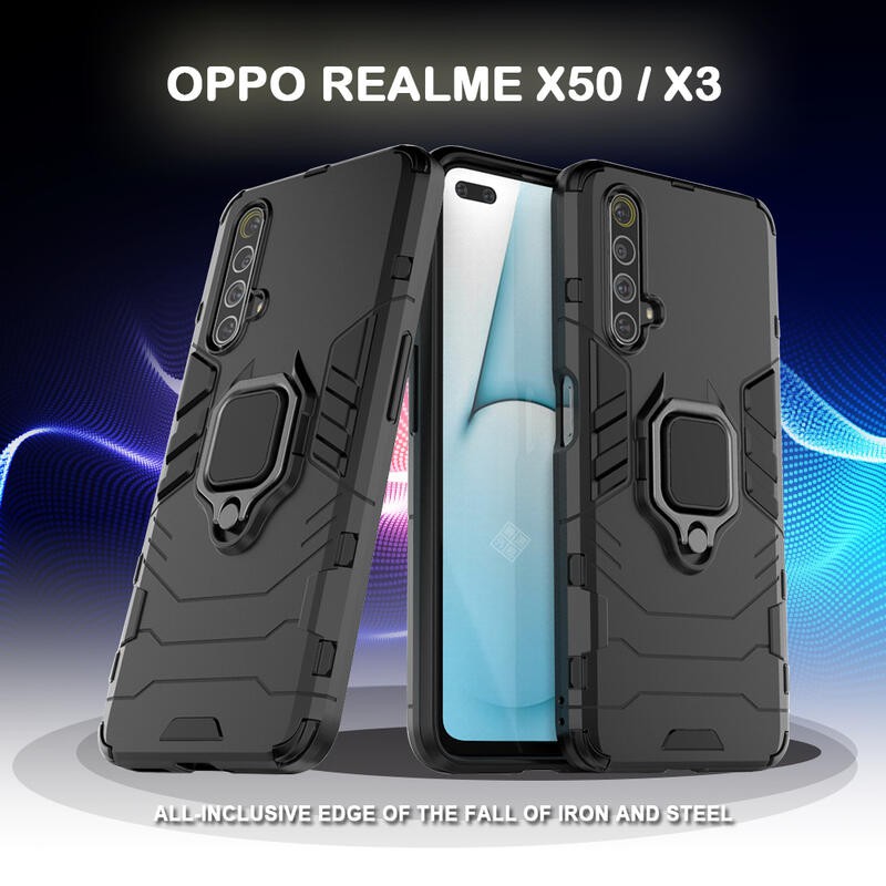 鋼鐵人/俠 Realme X50 通用 X3 黑豹 磁吸 指環扣 支架 手機殼 硬殼 盔甲 防摔