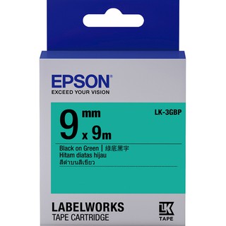 LK-3GBP EPSON 標籤帶(綠底黑字/9mm) C53S653405